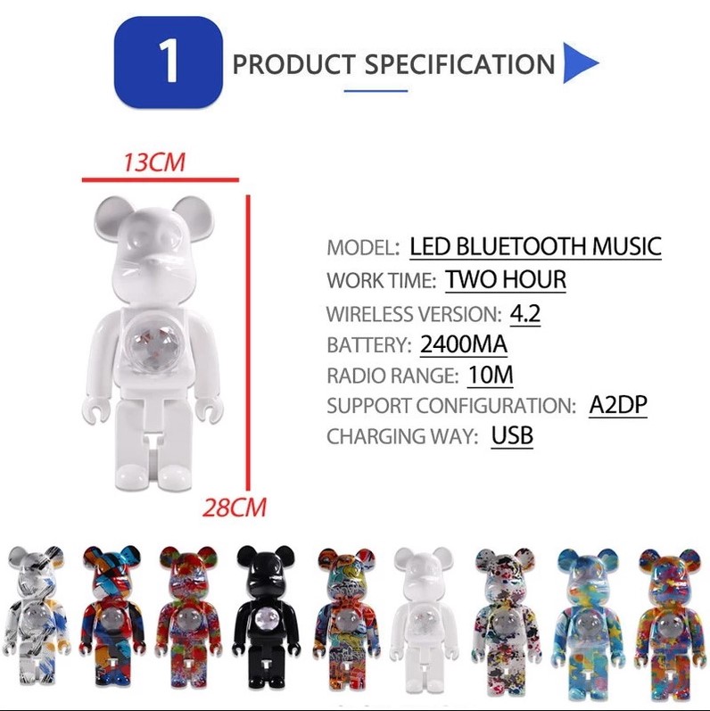 Disco Işıklı Bluetooth Hoparlör Ayı Değişik Renklerde - Görsel 4