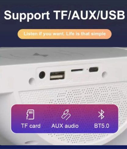 Akıllı Gece Lambası, Bluetooth Hoparlör, Kablosuz Şarj 3in1 - Görsel 4