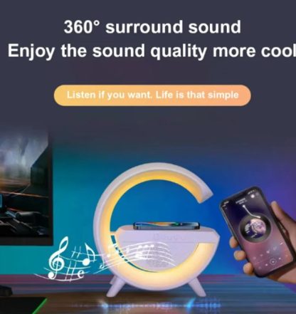 Akıllı Gece Lambası, Bluetooth Hoparlör, Kablosuz Şarj 3in1 - Görsel 7