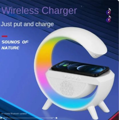 Akıllı Gece Lambası, Bluetooth Hoparlör, Kablosuz Şarj 3in1 - Görsel 8