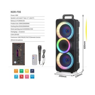 NDR-F98 800W Mikrofonlu Kumandalı Rgb Ledli Taşınabilir Bluetooth Hoparlör