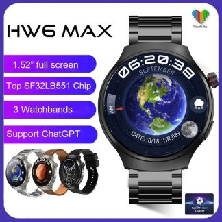 HW6 Max Akıllı Saat, Amoled Kavisli Ekranlı, Yeni Model
