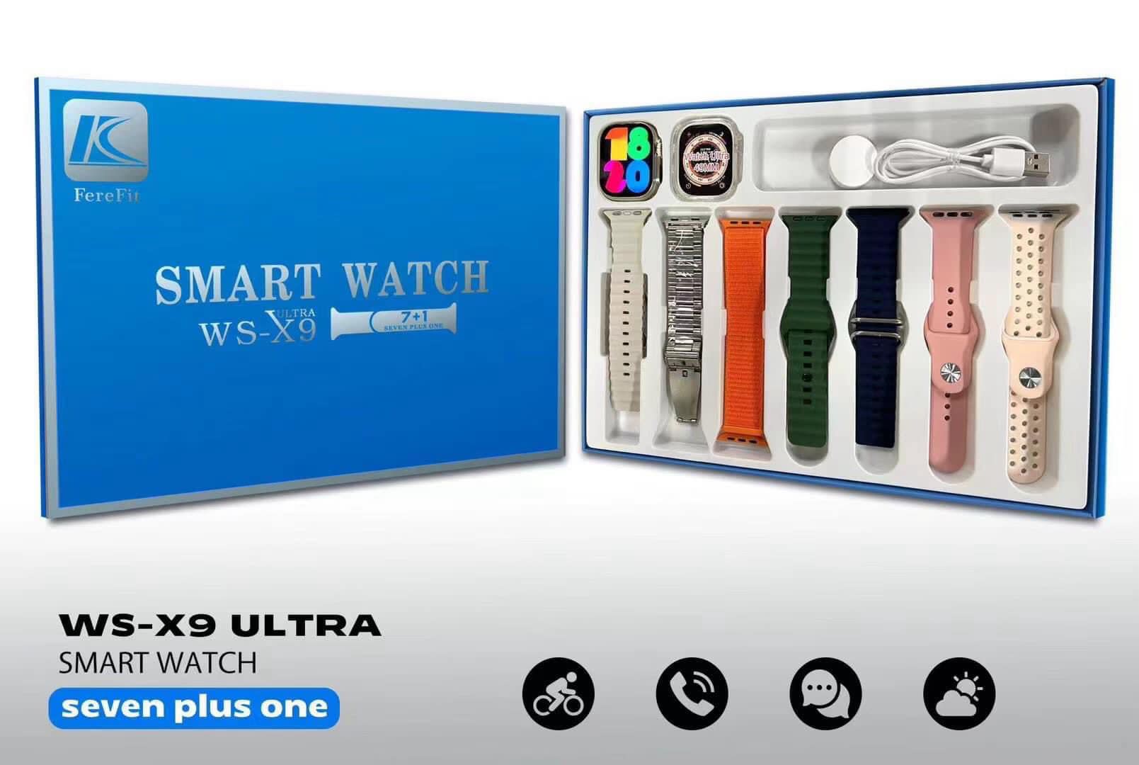 WS-X9 Ultra Watch8. 49mm 7 Kordonlu Uygun Fiyatlı Akıllı Saat - Görsel 2