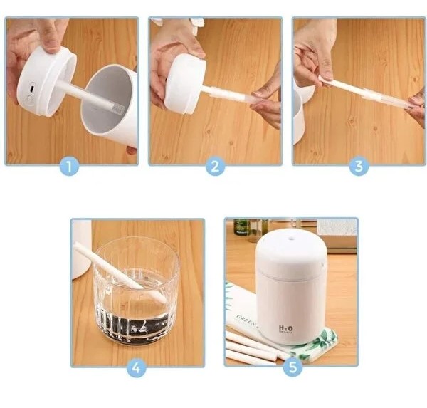 Led Işıklı Oda Nemlendirici, Buhar Makinesi, Aroma Difüzörü - Görsel 9