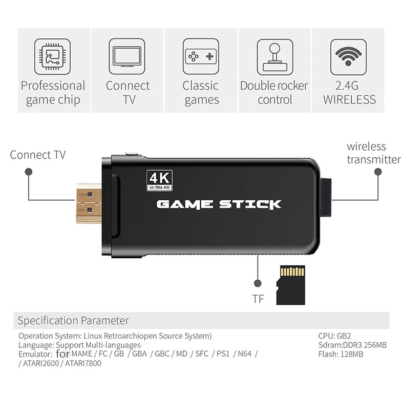 4K Ultra Video Oyunu Konsolu. Çift Gamepad, Binlerce Oyun - Görsel 11