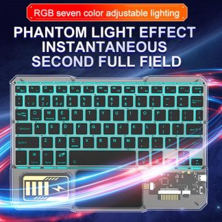 Şeffaf, Rgb Işıklı Mouse'li Bluetooth Klavye