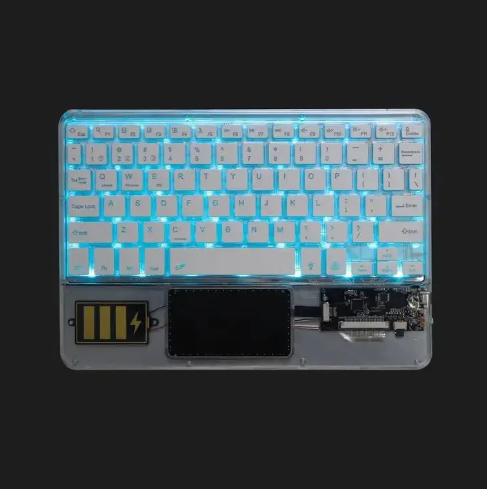 Şeffaf, Rgb Işıklı Mouse'li Bluetooth Klavye - Görsel 5