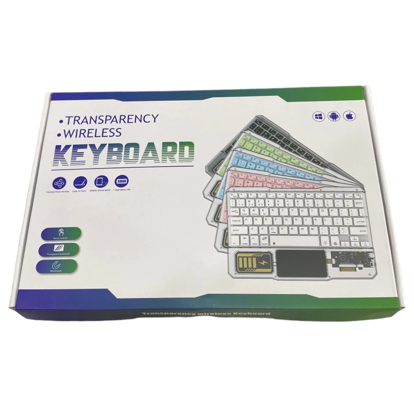 Şeffaf, Rgb Işıklı Mouse'li Bluetooth Klavye - Görsel 8