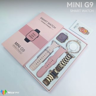 Mini G9 Bileklik Hediyeli, 3 Kordonlu, Gold Rose 41mm Akıllı Saat
