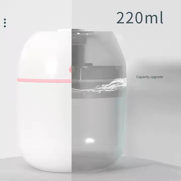 Hava Nemlendirici, 220 ml, Şık Tasarım, Aromaterapi, Buhar Difüzörü - Görsel 7