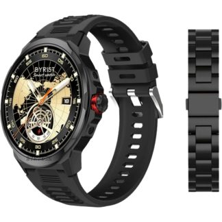 SK50 Amoled Ekran 52mm Silikon Metal Çift Kordonlu Kalobee Akıllı Saat