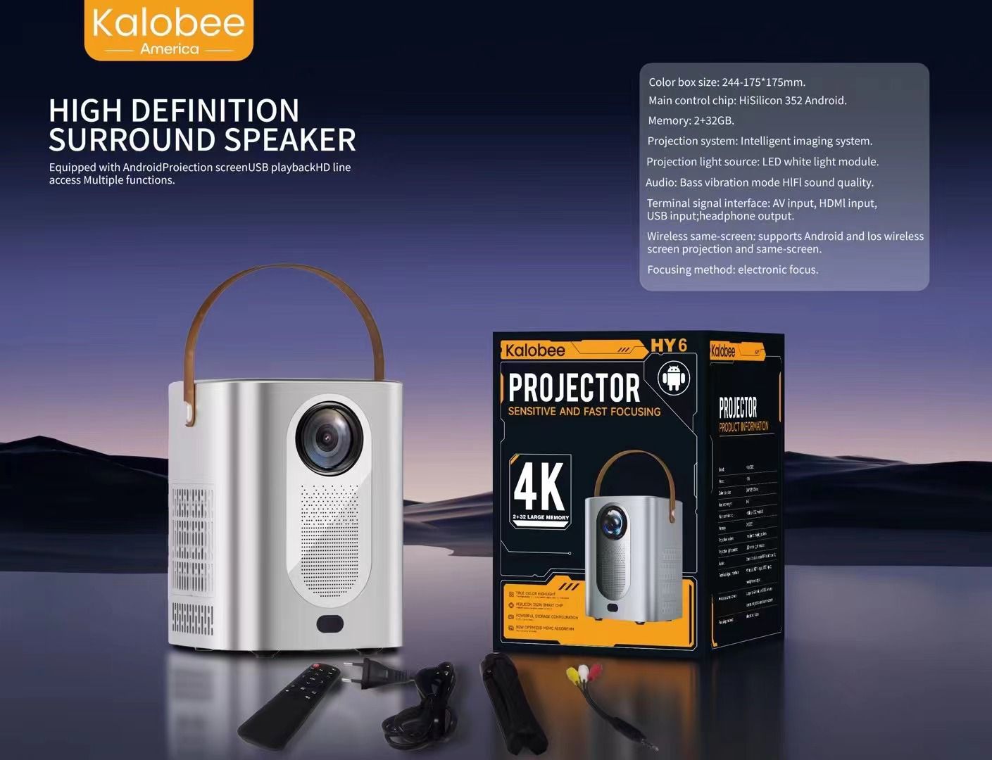 Kalobee HY6 Android, Led, Full HD Projeksiyon Cihazı - Görsel 2