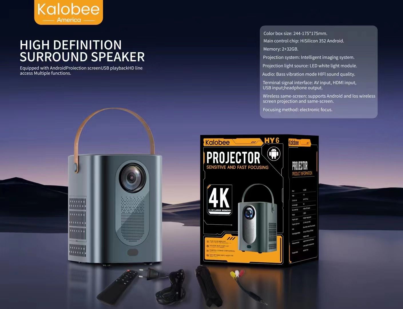 Kalobee HY6 Android, Led, Full HD Projeksiyon Cihazı - Görsel 3