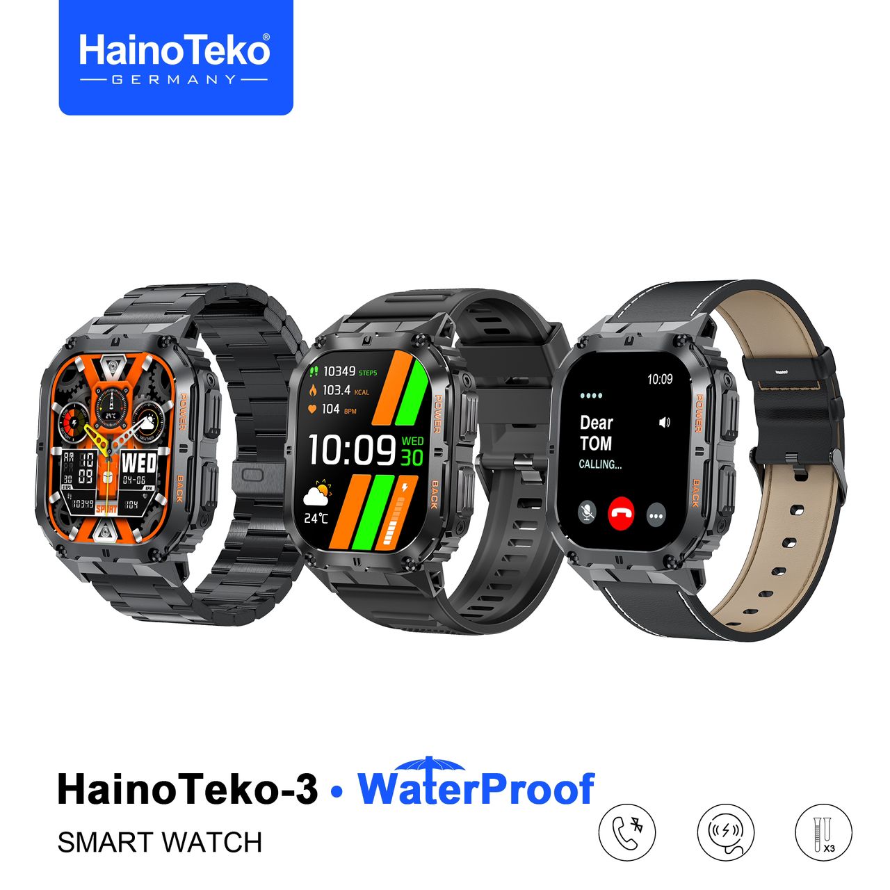 Haino Teko-3 Waterproof Gerçek Su Geçirmez Amoled Ekranlı Akıllı Saat - Görsel 2