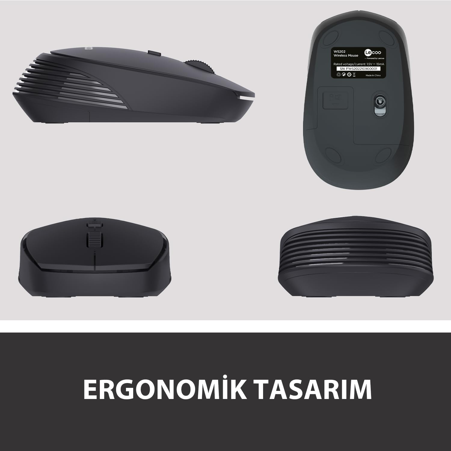 Lenovo Lecoo WS202 Kablosuz, Sessiz Tasarım, Optik Mouse - Görsel 5