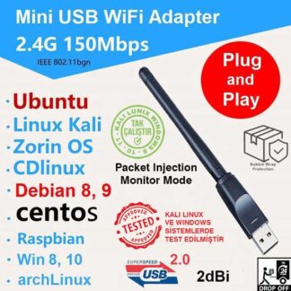 Kali Linux Uyumlu 150 Mbps Wireless Wifi Adaptör - Ralink Chipset - Tak Çalıştır