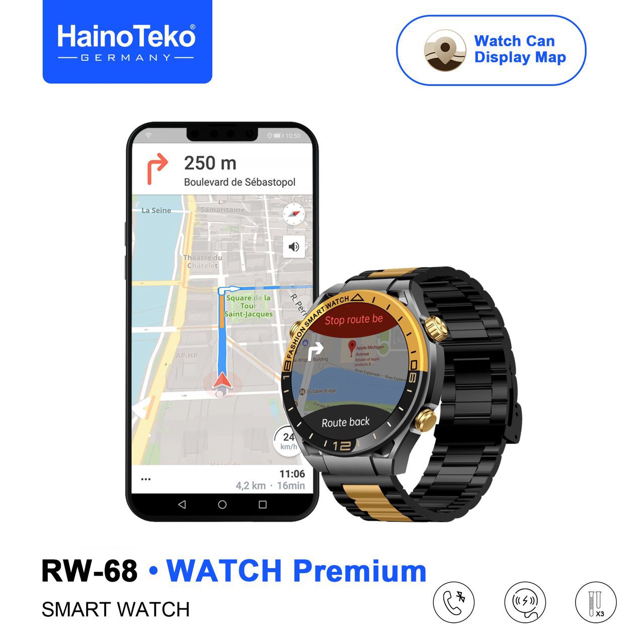 Haino Teko RW-68 Premium Navigasyon Özellikli Akıllı Saat - Görsel 4