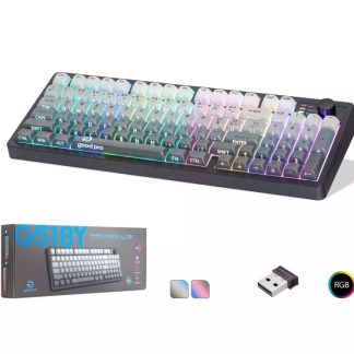 G518Y Kablosuz Gaming Klavye TRI Mod Sessiz Tuş RGB - Siyah Klavye