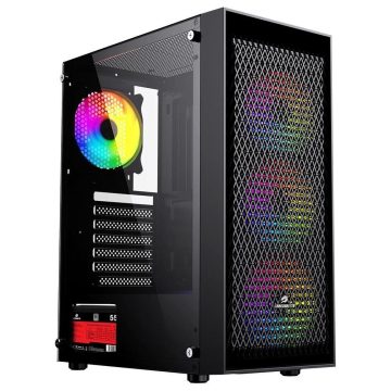 4 Fanlı Tamperli Camlı Gaming Kasa + 550W 80+ Güç Kaynaklı