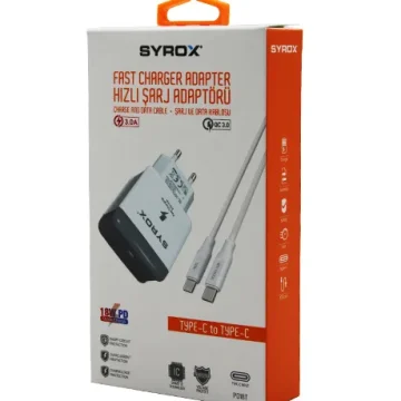 Syrox Pd18T Fast Type-C Kablolu 18W 3.0A Şarj Set
