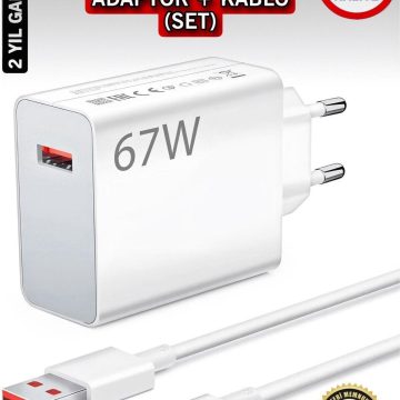 67 Watt Type-C Kablo Ev Şarj Seti | Turbo Saniye Gösterir
